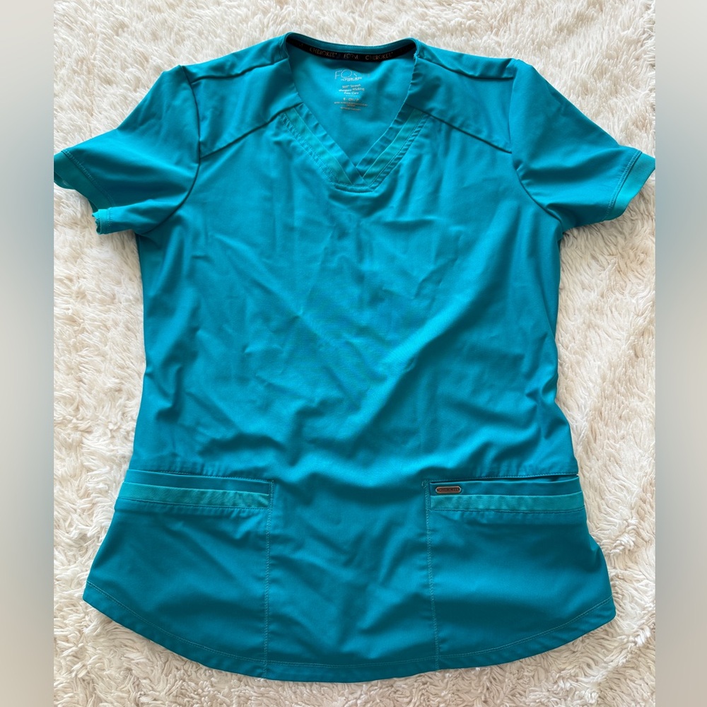 Cherokee FORM teal scrubs set petite